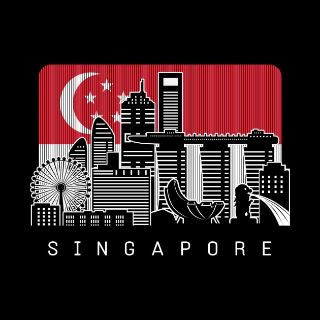 Singapore Skyline Singaporean Flag by travel2xplanet