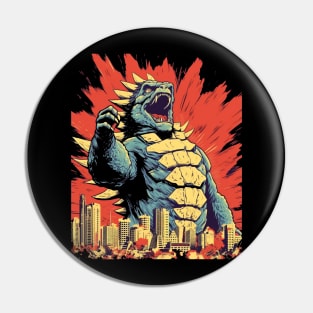 Godzilla Kaiju Retro Style in The City Pin