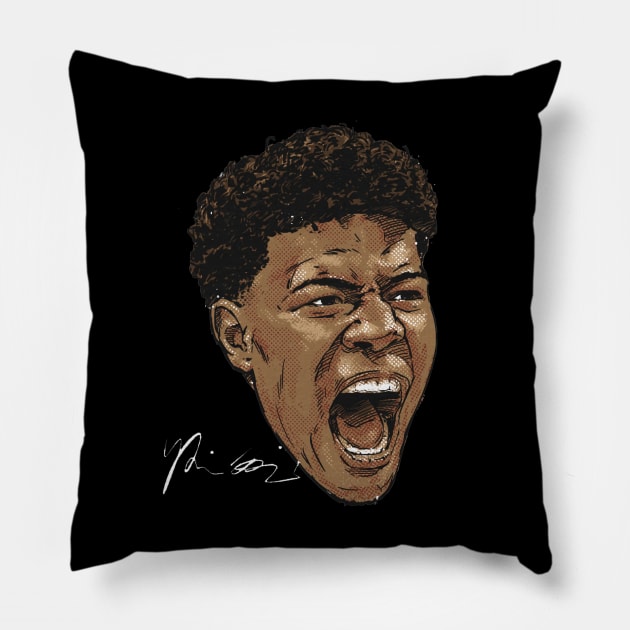 Rui Hachimura Los Angeles L Scream Pillow by danlintonpro