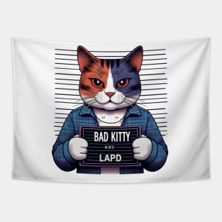 Bad Kitty LAPD Mugshot Tapestry