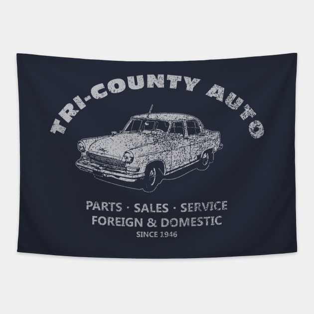 Tri-County Auto (faded) Tapestry by GloopTrekker