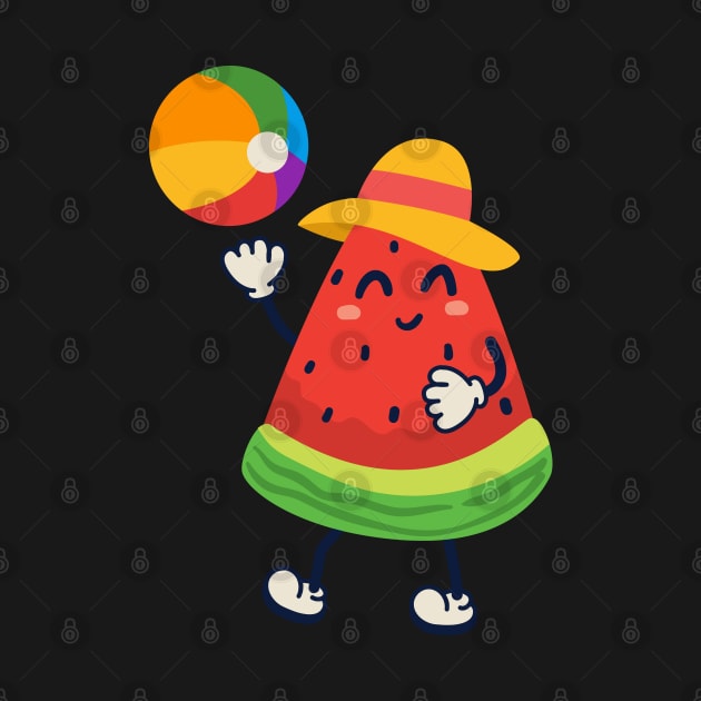 Cute Watermelon Playing Volleyball by Swagmart