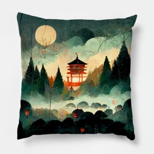 Lanterns in the forest Pillow