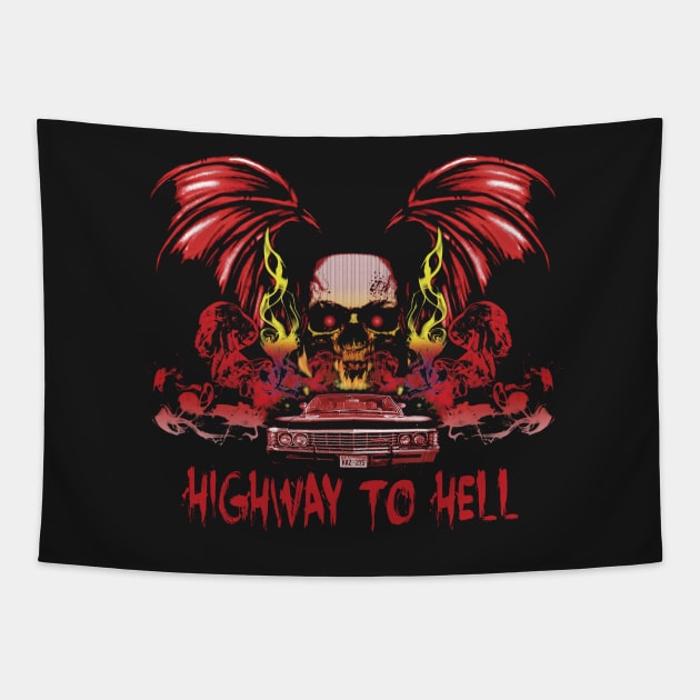 Highway To Hell - Colour Tapestry by HappyLlama