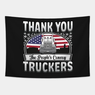 FREEDOM CONVOY - PEOPLES CONVOY US FLAG WASHINGTON DC 2022 SILVER GRAY GRADIENT LETTERS Tapestry