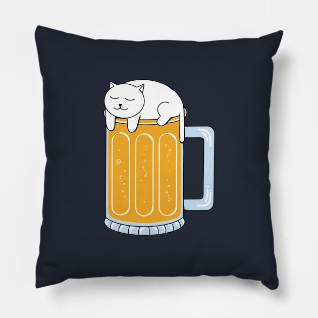 Cat Beer Pillow by coffeeman