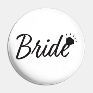 Black Bride text and Diamond ring Pin