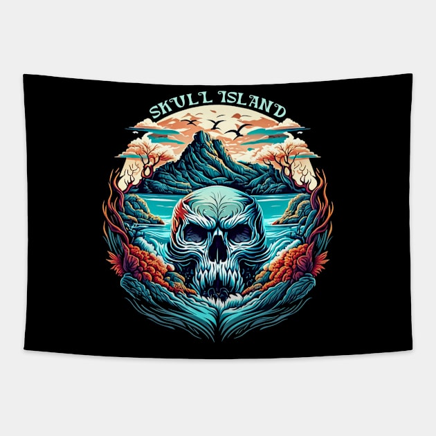 SKULL ISLAND Tapestry by MusicianCatsClub