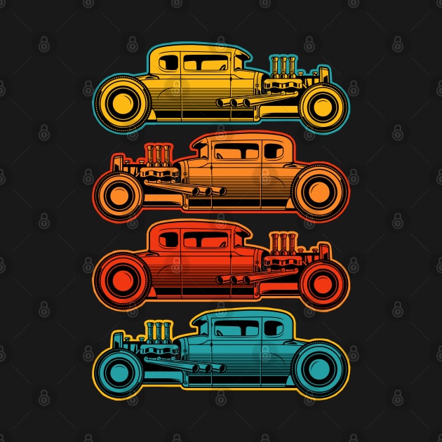 Vintage Colored Cars Hot Rods by RadStar