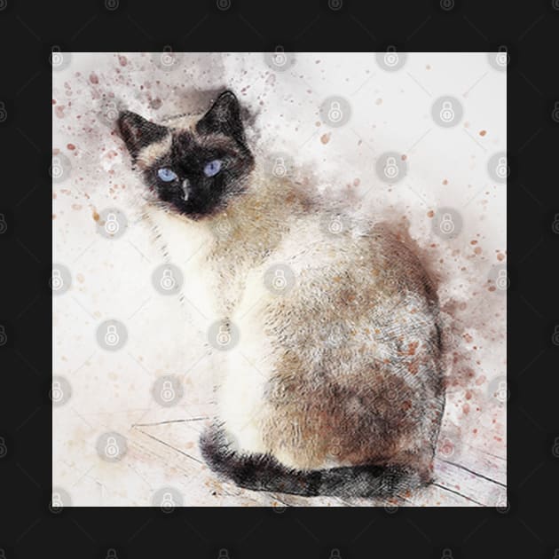 Siamese Cat Lover Graphic Art Paint Splatter Design Snowshoe Pretty Cats by tamdevo1