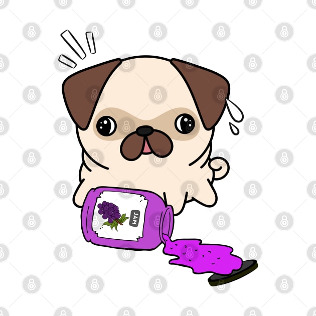 Naughty Pug Spills a jar of grape jam! by Pet Station