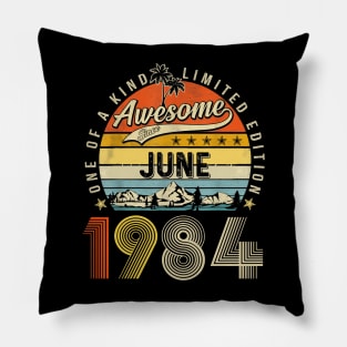 Awesome Since June 1984 Vintage 39th Birthday Pillow