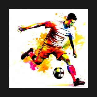 Soccer Player Graffiti Art Splash Paint T-Shirt