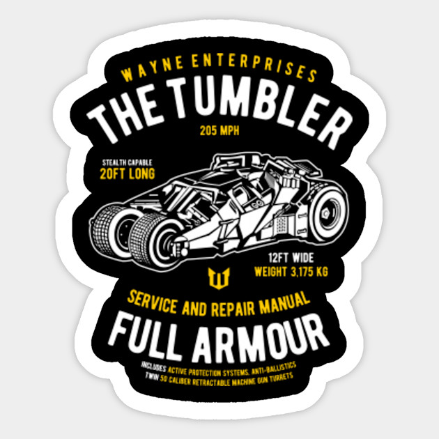 The Tumbler Batman Sticker Teepublic Au