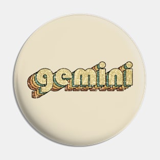 Gemini // Vintage Rainbow Typography Style // 70s Pin