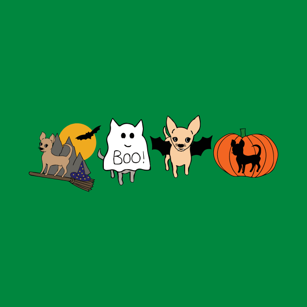 Green Halloween Chihuahuas - Smooth coat chihuahuas - Halloween Chihuahua Tee by bettyretro