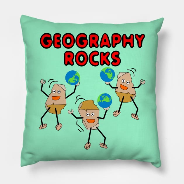 Geography Rocks Pillow by Barthol Graphics