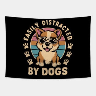 Easily Distracted By Dogs. Funny Dog Tapestry