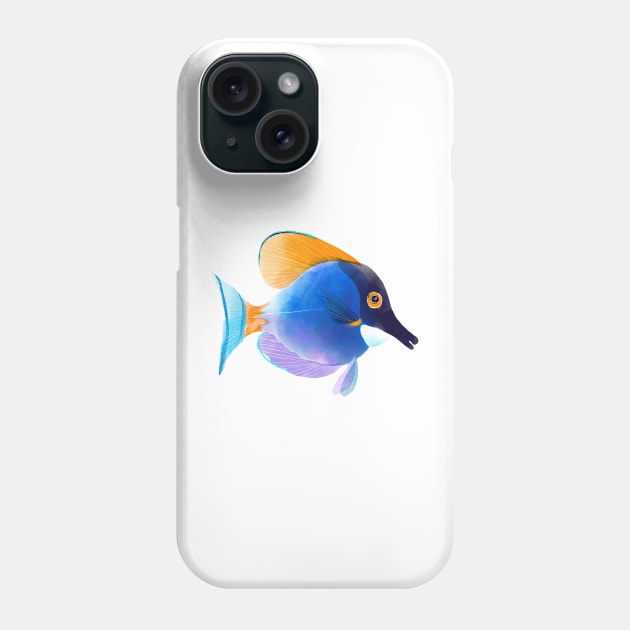 Watercolor of Powdered Blue Tang Phone Case by TrevorIrvin