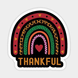 Thankful Boho Leopard Rainbow Heart Magnet