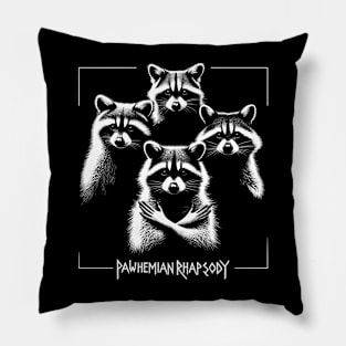 Retro Raccoon Rock Music Concert Band Novelty Funny Raccoon Pillow
