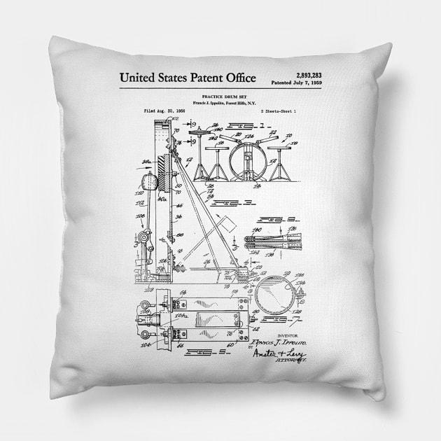 Drum Set Patent Pillow by Luve