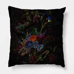 Black Panther Art - Glowing Flowers in the Dark 17 Pillow