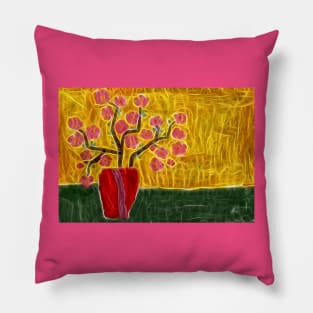 Vase with Sakura Branches Pillow