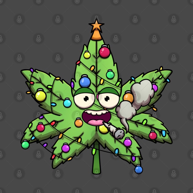 Weed Christmas Tree Character Smoking Joint by TheMaskedTooner