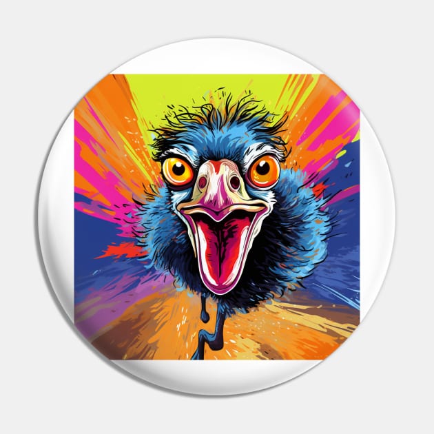 Ostrich Cartoon Pop Art 3 Pin by AstroRisq