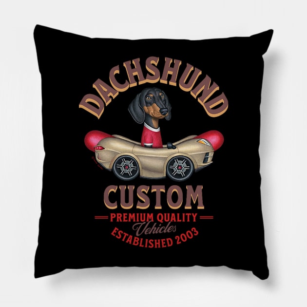 Dachshund Premium Quality Vehicles Pillow by Danny Gordon Art