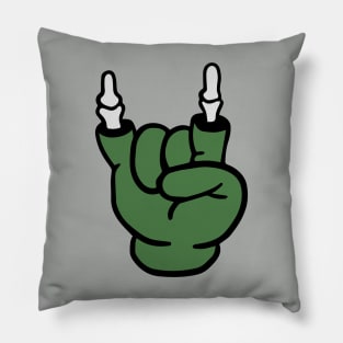 Retro Zombie Hand Rock On Cartoon Pillow