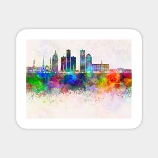 Detroit V2 skyline in watercolor background Magnet