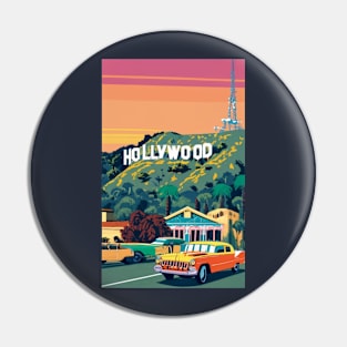 A Vintage Travel Art of Hollywood - Los Angeles - California - US Pin