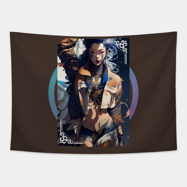 Japanese Asian anime girl in short Jacket Tapestry by PersianFMts