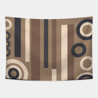 Retro Geometric Wallpaper: Earth-Toned Triangles, Circles, and Rectangles. Tapestry