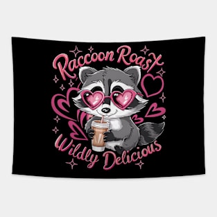 Coffee-Loving Raccoon Tee - "Raccoon Roast Wildly Delicious" Shirt Tapestry