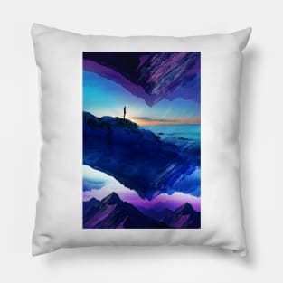 Purple Japan Abstract Landscape Pillow