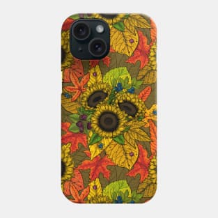 Autumn bouquet on brown Phone Case