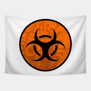 Orange biohazard sign Tapestry