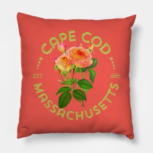 Cape Cod Massachusetts Floral Roses For Women Girls Gardeners Souvenir Pillow