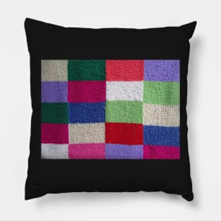 colourful vintage patchwork knitted squares Pillow