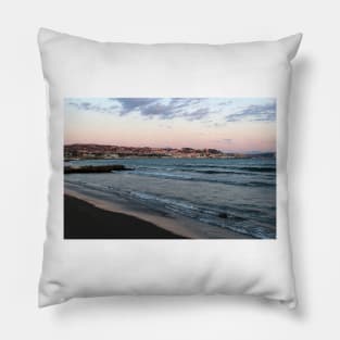 View to Pozzuoli from Lucrino Beach during sunset Pillow