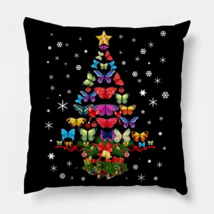 Merry Christmas Butterfly Tree Pillow