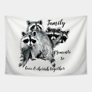 Fun Watercolor Raccoon Family Love Quote Tapestry