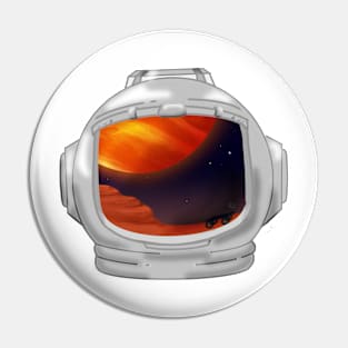 Space Helmet Red Planet Reflection Pin