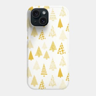 Golden textured Christmas tree silhouettes on white Phone Case