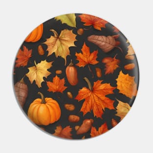 autumn leaves and pumpkins colorful pattern Pin