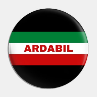 Ardabil City in Iranian Flag Colors Pin