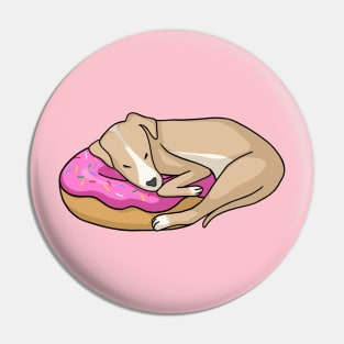 Whippet dog sleeping on donut Pin